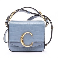 Chloe 克羅伊 C mini 兩用包 藍色 牛皮 CHC19US193A87