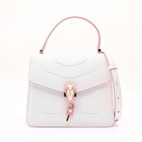 BVLGARI 寶格麗 Serpenti Forever Top Handle 肩背包 白/粉色 牛皮