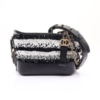 CHANEL 香奈兒 Small Gabrielle Hobo 流浪包 肩背包 黑白亮片 牛皮 A91810 (無卡) A91810