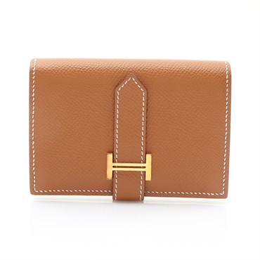 HERMES 愛馬仕 Bearn Mini 短夾 金棕色 Epsom牛皮 Z刻 金扣 H039796CC