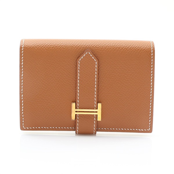 HERMES 愛馬仕 Bearn Mini 短夾 金棕色 Epsom牛皮 Z刻 金扣 H039796CC
