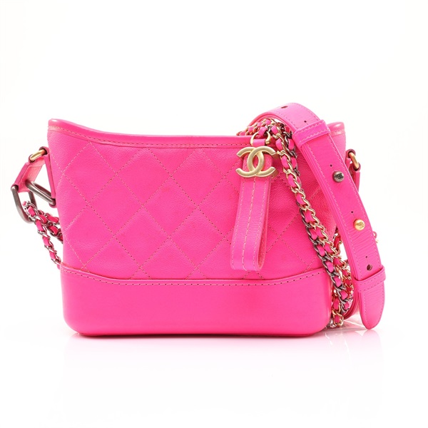 CHANEL 香奈兒 Small Gabrielle Hobo 流浪包 肩背包 螢光粉 牛皮 A91810 (無卡) A91810