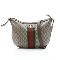 GUCCI 古馳 Ophidia GG 彎月包 肩背包 烏木色 PVC塗層帆布 598125