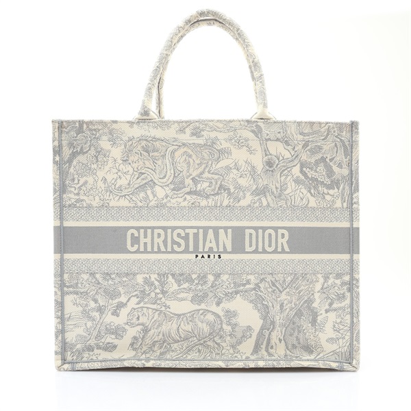 Dior 迪奧 Large Book Tote 手提包 米白灰色 Toile de Jouy 刺繡 M1286ZTDT