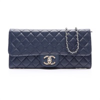 CHANEL 香奈兒 鏈帶 肩背包 藍色 羊皮 銀釦 A50871