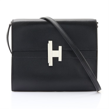 HERMES 愛馬仕 Cinhetic To Go Wallet 肩背包 黑色 Chevre 山羊皮 D刻 銀釦