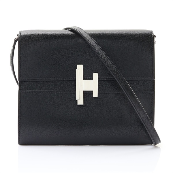 HERMES 愛馬仕 Cinhetic To Go Wallet 肩背包 黑色 Chevre 山羊皮 D刻 銀釦