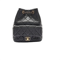 CHANEL 香奈兒 鍊帶後背包 黑色 荔枝紋牛皮 金釦 AS5100