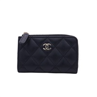 CHANEL 香奈兒 Classic 拉鍊零錢包 黑色 荔枝紋 牛皮 金扣 AP0221