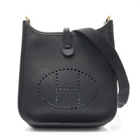 HERMES 愛馬仕 Evelyne Mini 肩背包 黑色 TC牛皮 W刻 H077640CC