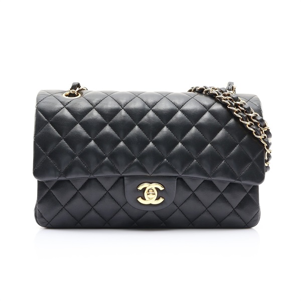 CHANEL 香奈兒 COCO 25 鏈帶 肩背包 黑色 菱格紋羊皮 金釦 A01112