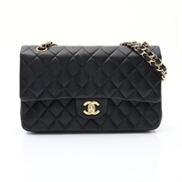 CHANEL 香奈兒 Coco 25 鍊帶 肩背包 黑色 菱格紋 羊皮 金釦 A01112