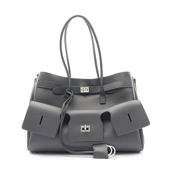 BALENCIAGA 巴黎世家 Bel Air Carry All Medium 托特包 灰色 牛皮 835670 1239
