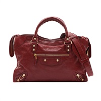 BALENCIAGA 巴黎世家 Giant City 機車包 兩用包 櫻桃紅 山羊皮 無鏡子 281770 6216