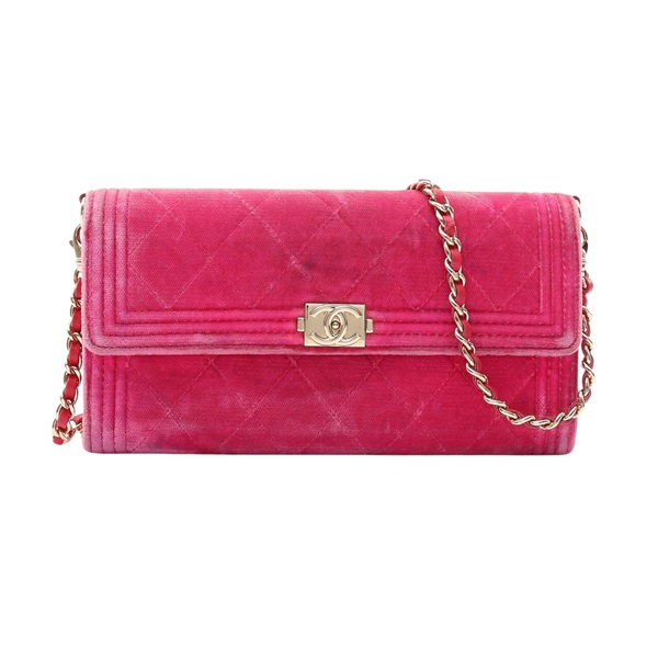 CHANEL 香奈兒 Chain Wallet 肩背包 粉色 絲絨