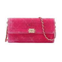 CHANEL 香奈兒 Chain Wallet 肩背包 粉色 絲絨
