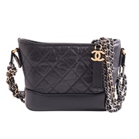 CHANEL 香奈兒 Gabrielle Hobo 肩背包 黑色 菱格紋 牛皮 A91810