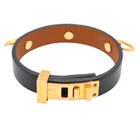 HERMES 愛馬仕 Mini Dog Anneaux 手環 黑色 Swift牛皮 X刻 金釦