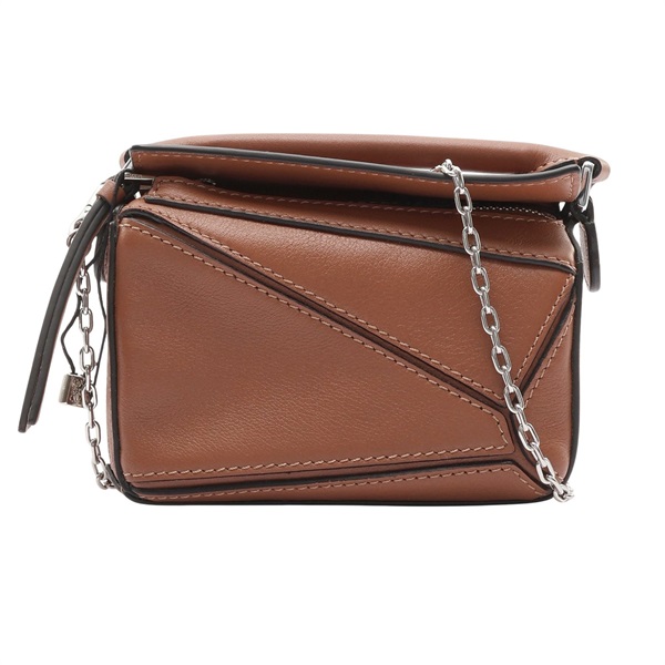 LOEWE 羅威 Puzzle Nano 肩背包 棕色 牛皮 A510U98X01