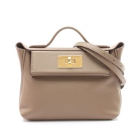 HERMES 愛馬仕 24/24 Mini 兩用包 大象灰 Evercolor/Swift 牛皮 B刻 金扣 H082153CC