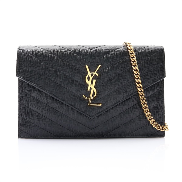 SAINT LAURENT YSL 聖羅蘭 Classic Cassandre WOC 鍊帶肩背包 黑色 牛皮 393953
