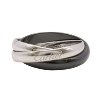 Cartier 卡地亞 Trinity 戒指 18K白金 黑色陶瓷 B4095658