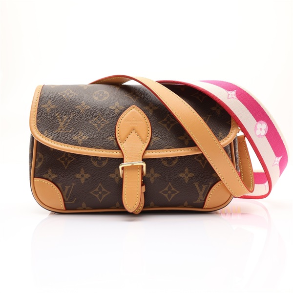 LOUIS VUITTON LV 路易威登 Diane 兩用包 棕/紫紅色 原花帆布 M45985