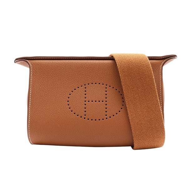 HERMES 愛馬仕 Videpoches 腰包 胸包 金棕色 Togo牛皮 W刻 銀扣 H088914CK37
