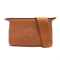 HERMES 愛馬仕 Videpoches 腰包 胸包 金棕色 Togo牛皮 W刻 銀扣 H088914CK37