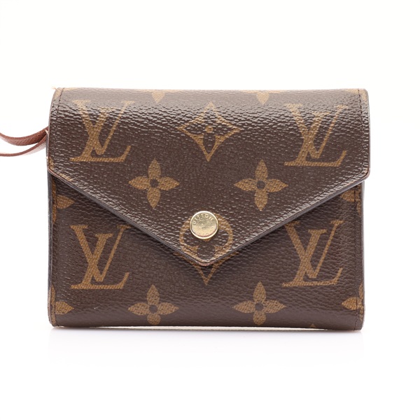 LOUIS VUITTON LV 路易威登 Victorine 三折短夾 棕色 原花帆布 M62472
