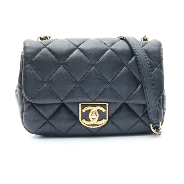 CHANEL 香奈兒 Mini Flap 鍊帶 肩背包 黑色 羊皮 AS3474