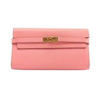 HERMES 愛馬仕 Kelly Long Wallet 兩折長夾 糖果粉紅 Epsom牛皮 金扣 刻印不鮮明