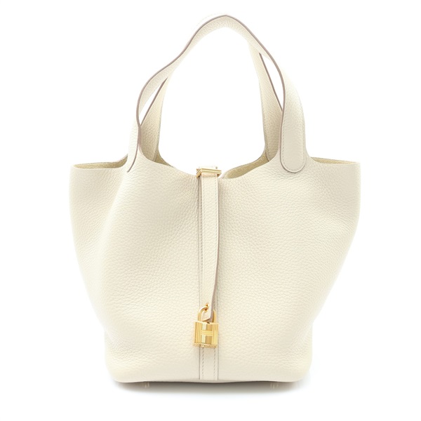 HERMES 愛馬仕 Picotin Lock 22 手提包 奶油白 TC牛皮 U刻 金扣 H060991CC