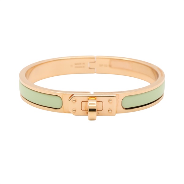 HERMES 愛馬仕 Mini Clic Kelly 手環 綠色琺瑯 金色鍍金 H200004F