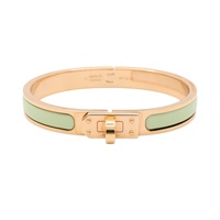 HERMES 愛馬仕 Mini Clic Kelly 手環 綠色琺瑯 金色鍍金 H200004F