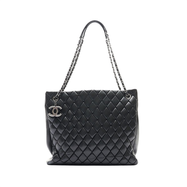 CHANEL 香奈兒 New Bubble 鍊帶肩背包 黑色 牛皮 銀扣 A50665