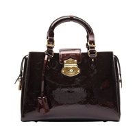 LOUIS VUITTON LV 路易威登 Melrose Avenue 手提包 酒紅色 漆皮 M93757