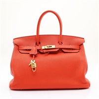 HERMES 愛馬仕 Birkin35 柏金包 手提包 火焰橘色 Togo牛皮 □P刻 金扣