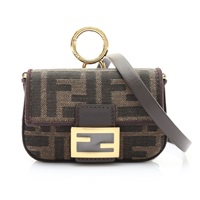FENDI 芬迪 Nano Baguette 吊飾包 肩背包 棕色 帆布 7AS414AFPMF