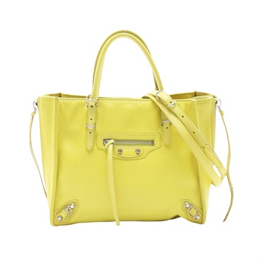 BALENCIAGA 巴黎世家 Papier Mini A4 兩用包 黃色 牛皮 305572
