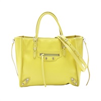 BALENCIAGA 巴黎世家 Papier Mini A4 兩用包 黃色 牛皮 305572