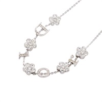 Dior 迪奧 Floral Dior Logo 項鍊 銀色 鍍銀 水鑽