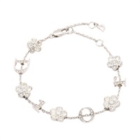 Dior 迪奧 Dior Flower Logo 手鍊 銀色 鍍銀 水鑽