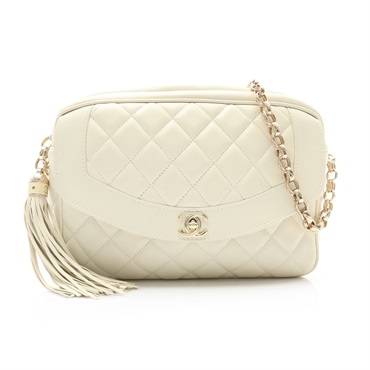 CHANEL 香奈兒 Medium Coco 鍊帶肩背包 白色 羊皮 金釦 無卡 AS0001