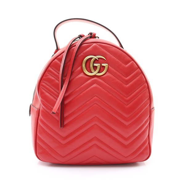 GUCCI 古馳 GG Marmont 後背包 紅色 牛皮 476671