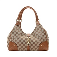 GUCCI 古馳 Jackie 肩背包 棕色 帆布 124407