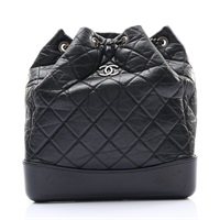 CHANEL 香奈兒 Gabrielle 鍊帶後背包 黑色 牛皮 無卡 A94485