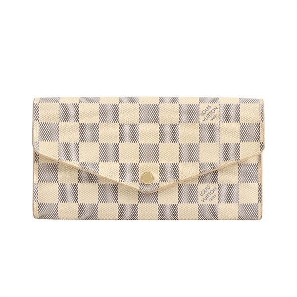 LOUIS VUITTON LV 路易威登 Portefeuille Sarah 釦式長夾 米白色 棋盤格帆布 N63208