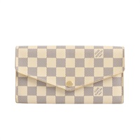 LOUIS VUITTON LV 路易威登 Portefeuille Sarah 釦式長夾 米白色 棋盤格帆布 N63208