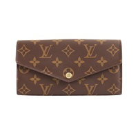 LOUIS VUITTON LV 路易威登 Portefeuille Sarah 釦式長夾 棕色 原花帆布 M60531